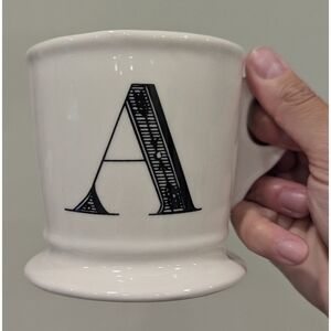 Anthropologie Monogram A White Ceramic Coffee Tea Mug